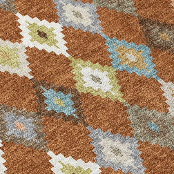 10' X 14' Orange And Gray Aztec Washable Indoor Outdoor Area Rug Homeroots Outdoor