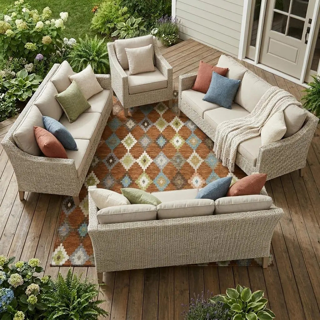 10' X 14' Orange And Gray Aztec Washable Indoor Outdoor Area Rug Homeroots Outdoor