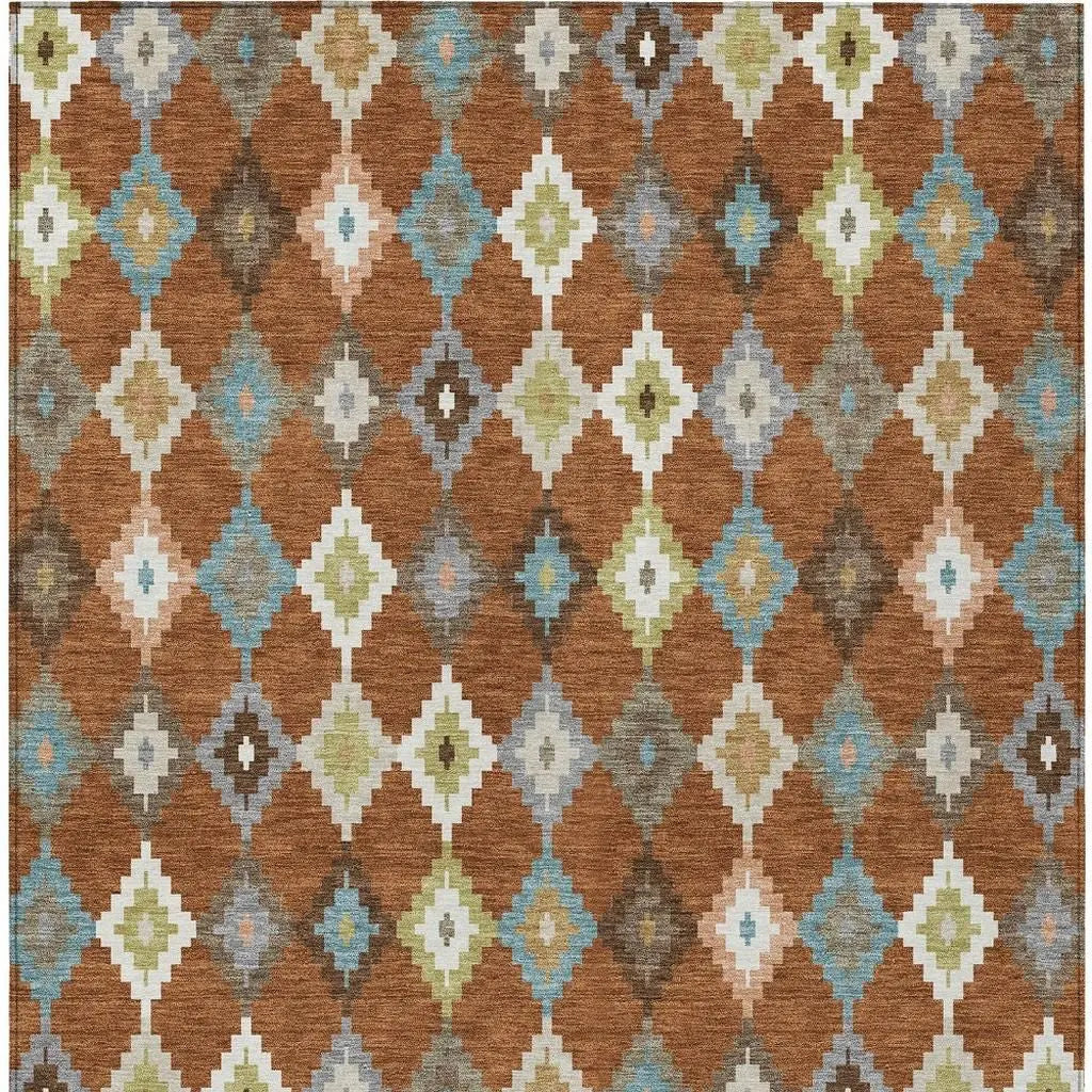 10' X 14' Orange And Gray Aztec Washable Indoor Outdoor Area Rug Homeroots Outdoor