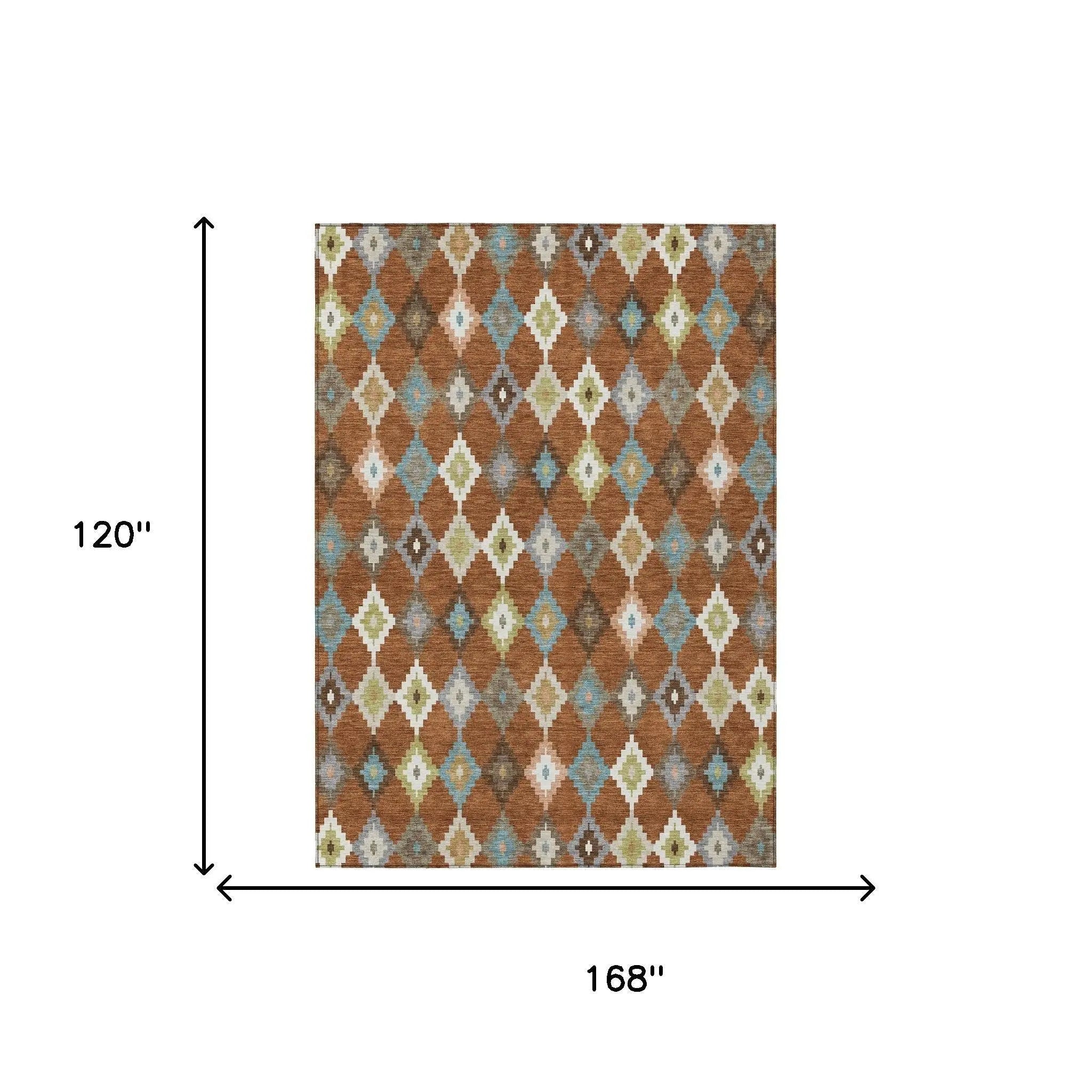 10' X 14' Orange And Gray Aztec Washable Indoor Outdoor Area Rug Homeroots Outdoor
