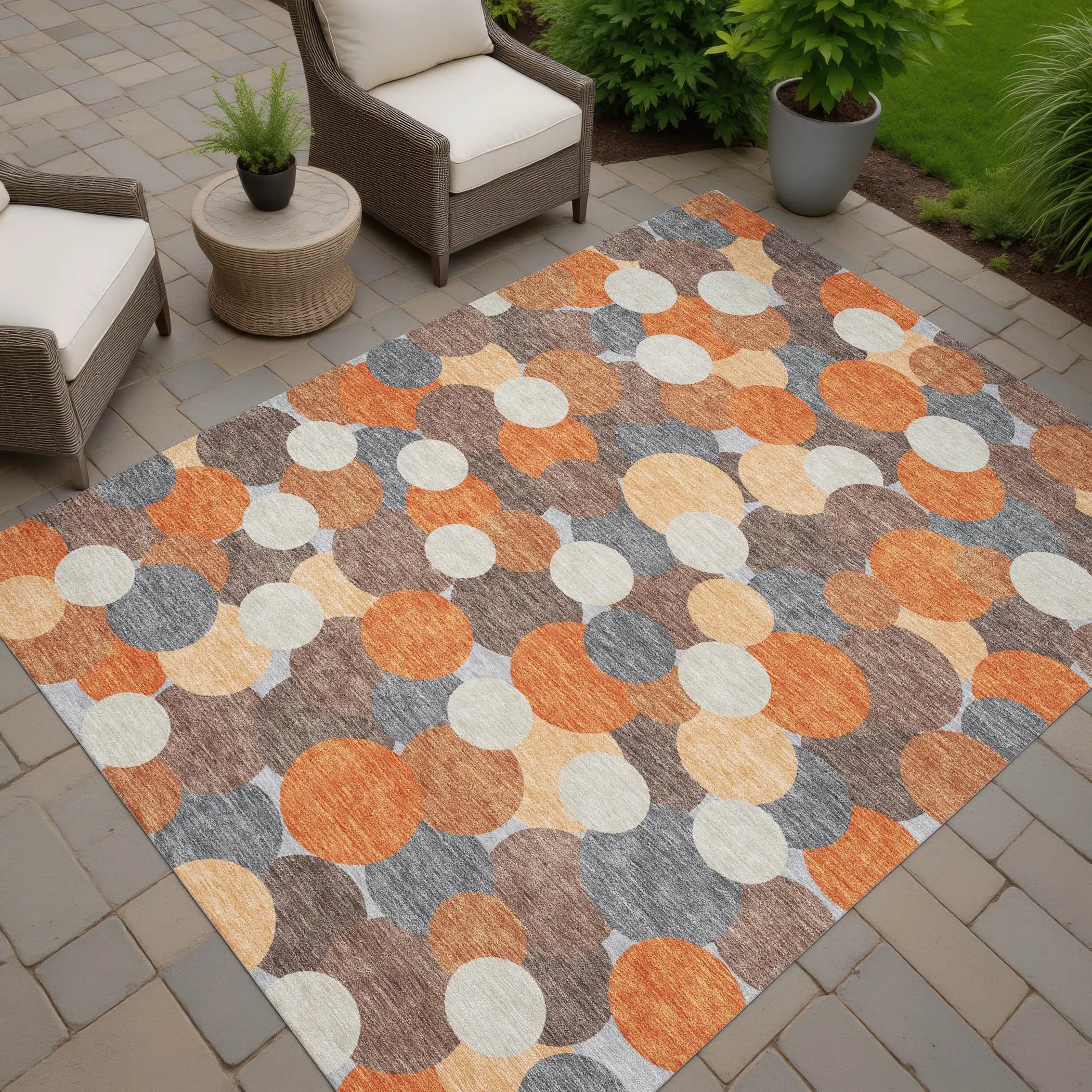 10' X 14' Orange And Gray Geometric Washable Indoor Outdoor Area Rug Homeroots Outdoor