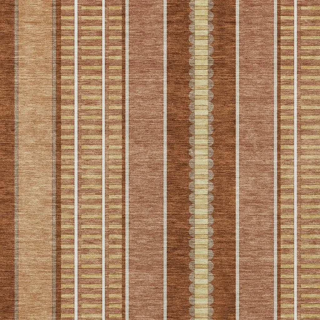 10' X 14' Orange And Gray Striped Washable Indoor Outdoor Area Rug Homeroots Outdoor