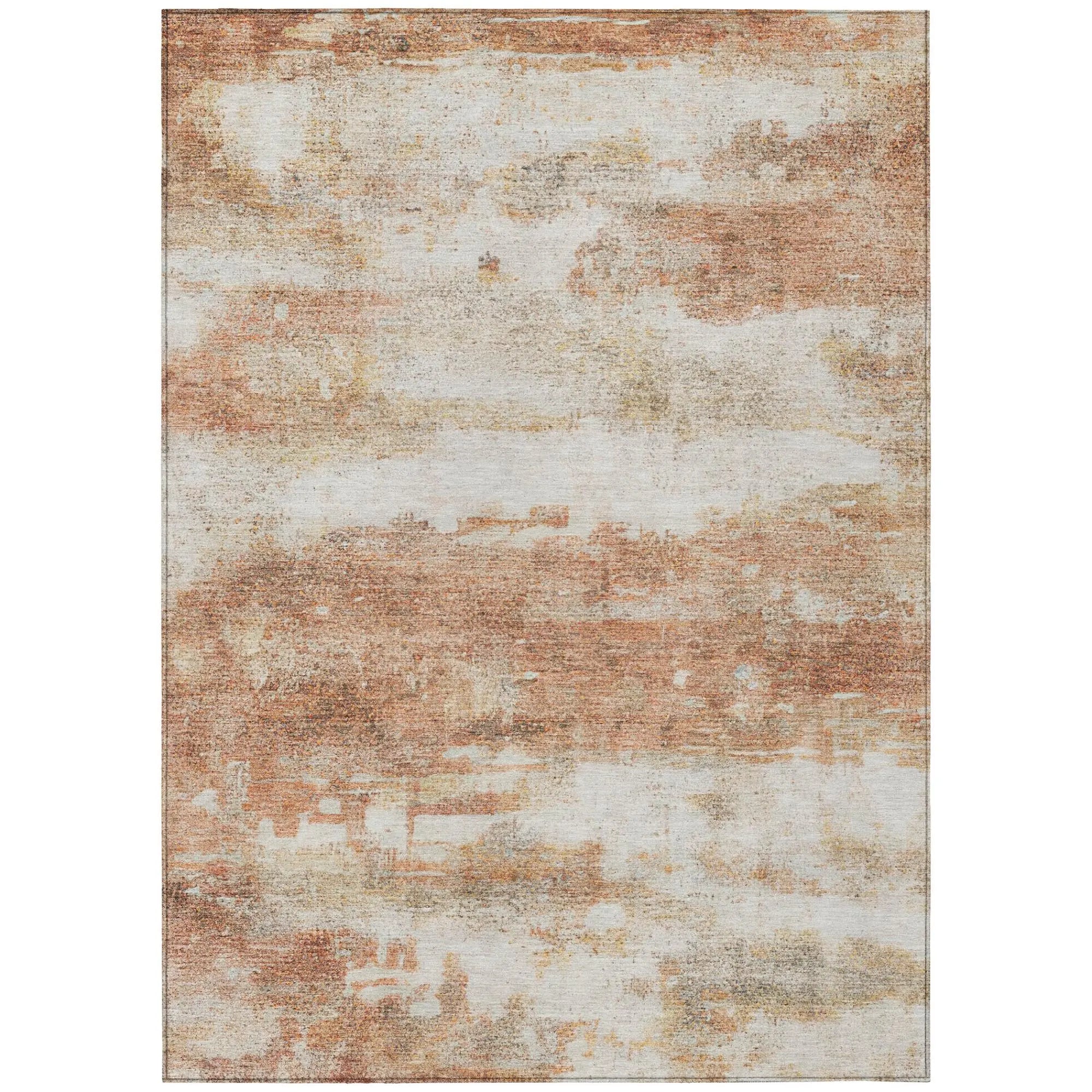 10' X 14' Orange And Ivory Abstract Washable Indoor Outdoor Area Rug Homeroots Outdoor