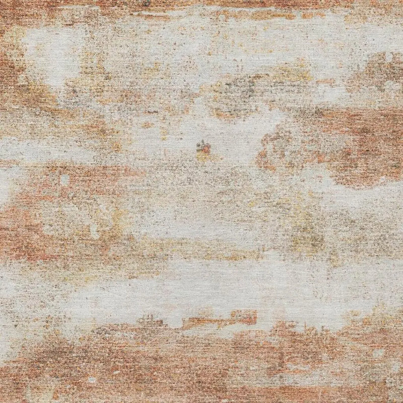 10' X 14' Orange And Ivory Abstract Washable Indoor Outdoor Area Rug Homeroots Outdoor