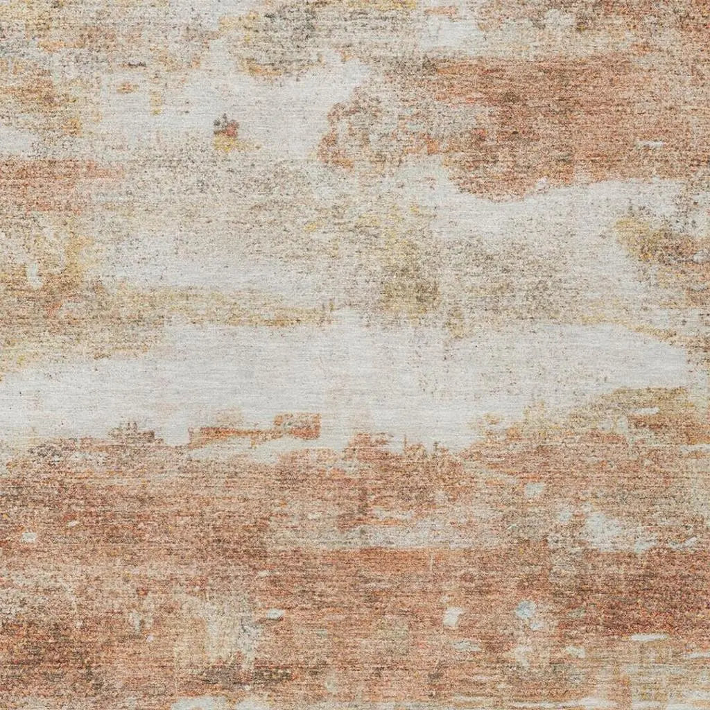 10' X 14' Orange And Ivory Abstract Washable Indoor Outdoor Area Rug Homeroots Outdoor
