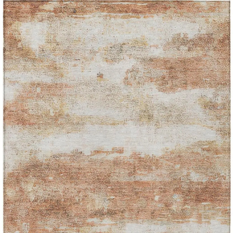 10' X 14' Orange And Ivory Abstract Washable Indoor Outdoor Area Rug Homeroots Outdoor