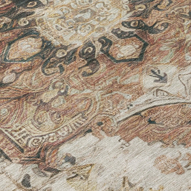 10' X 14' Orange And Ivory Floral Medallion Washable Indoor Outdoor Area Rug Homeroots Outdoor