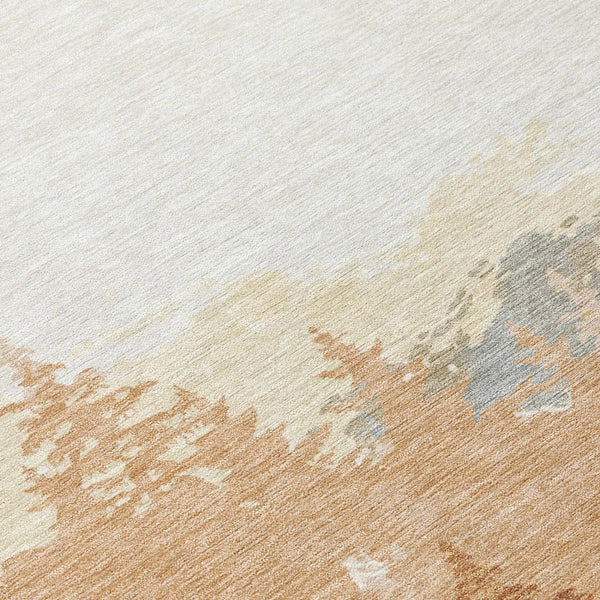 10' X 14' Orange And Ivory Floral Washable Indoor Outdoor Area Rug Homeroots Outdoor