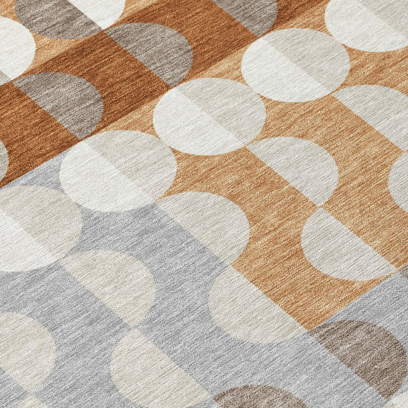10' X 14' Orange And Ivory Geometric Washable Indoor Outdoor Area Rug Homeroots Outdoor
