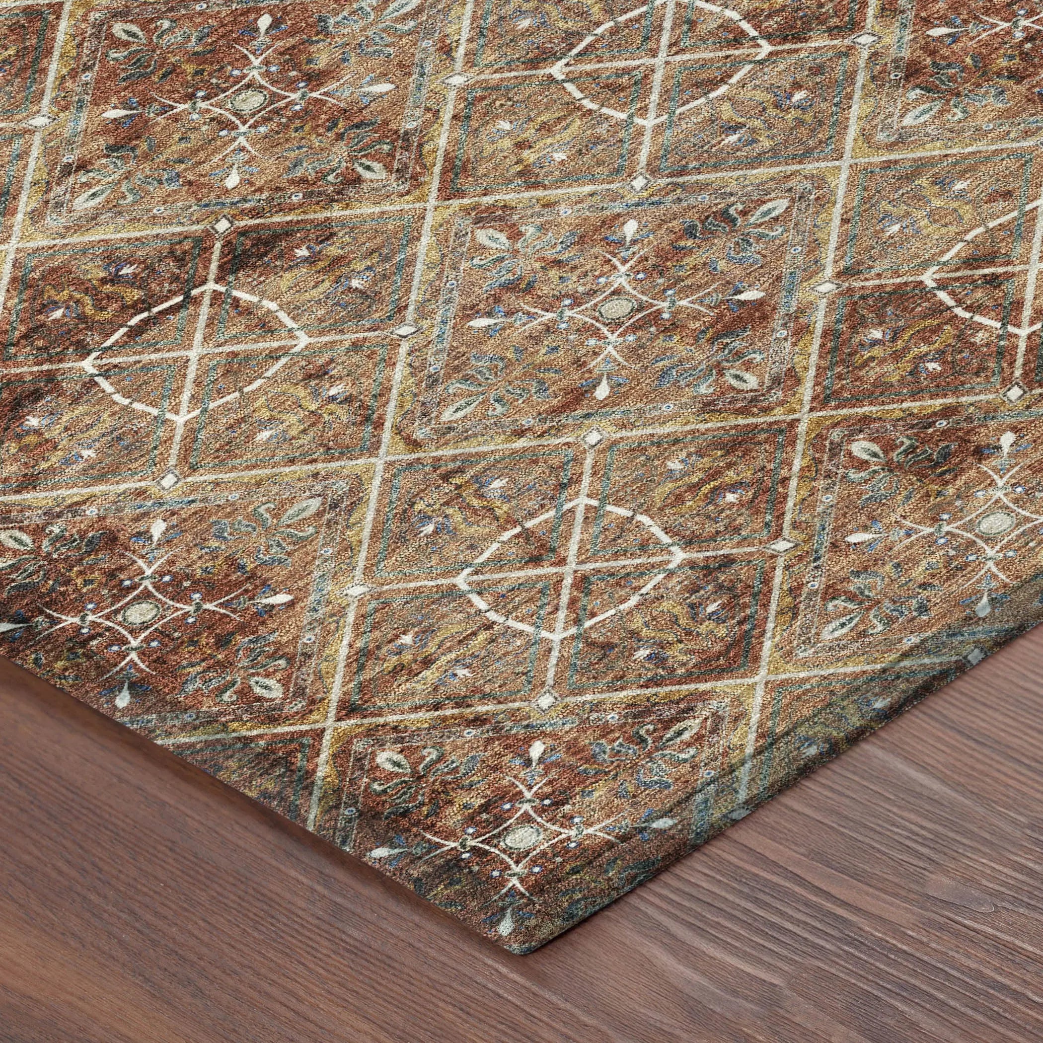 10' X 14' Orange And Khaki Geometric Washable Indoor Outdoor Area Rug Homeroots Outdoor