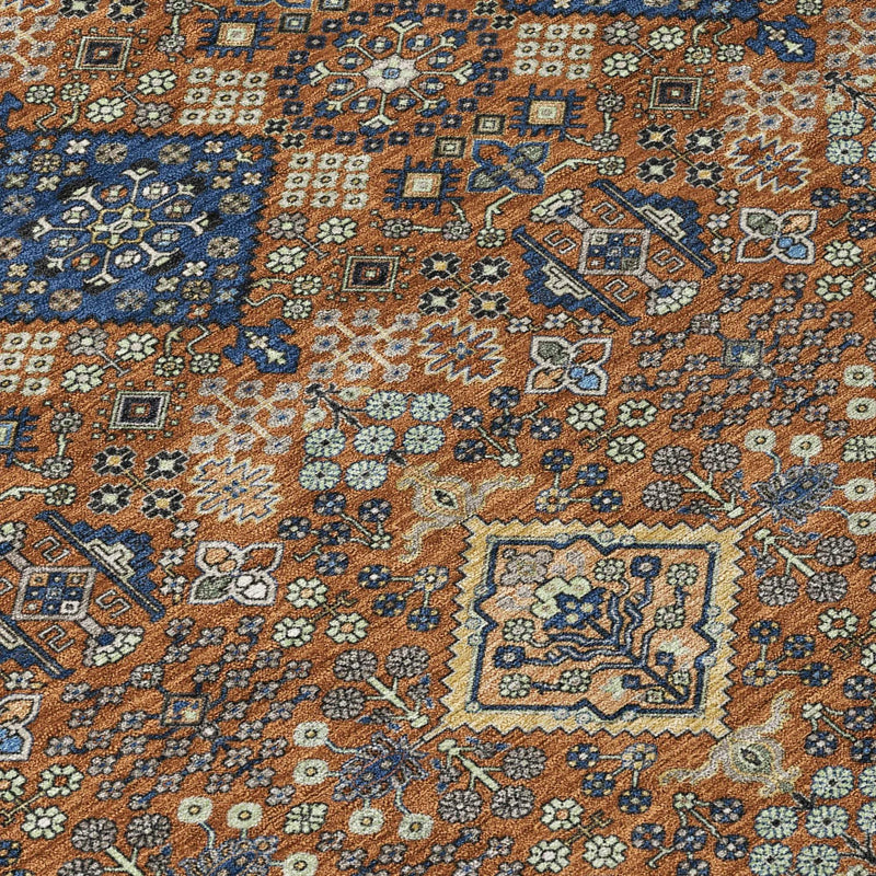 10' X 14' Orange And Navy Blue Geometric Washable Indoor Outdoor Area Rug Homeroots Outdoor