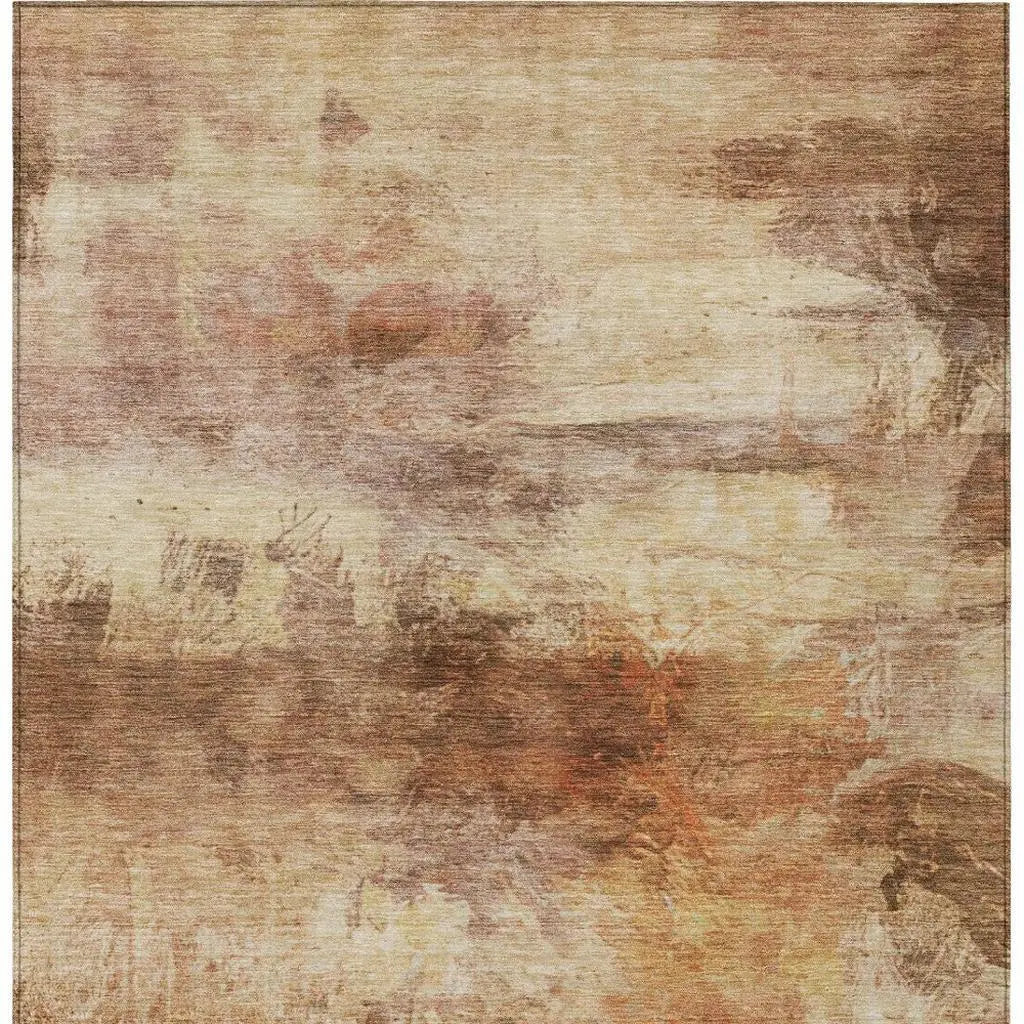 10' X 14' Orange And Peach Abstract Washable Indoor Outdoor Area Rug Homeroots Outdoor
