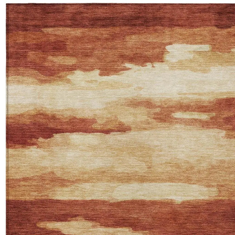 10' X 14' Orange And Red Abstract Washable Indoor Outdoor Area Rug Homeroots Outdoor