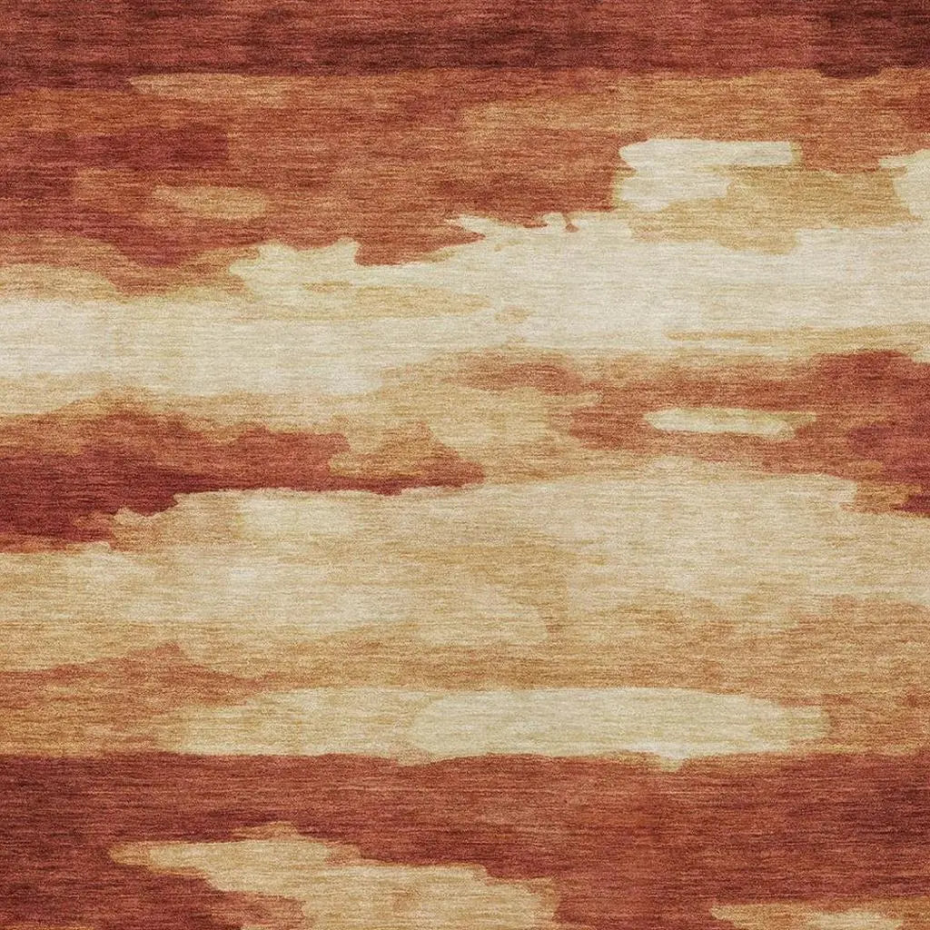 10' X 14' Orange And Red Abstract Washable Indoor Outdoor Area Rug Homeroots Outdoor