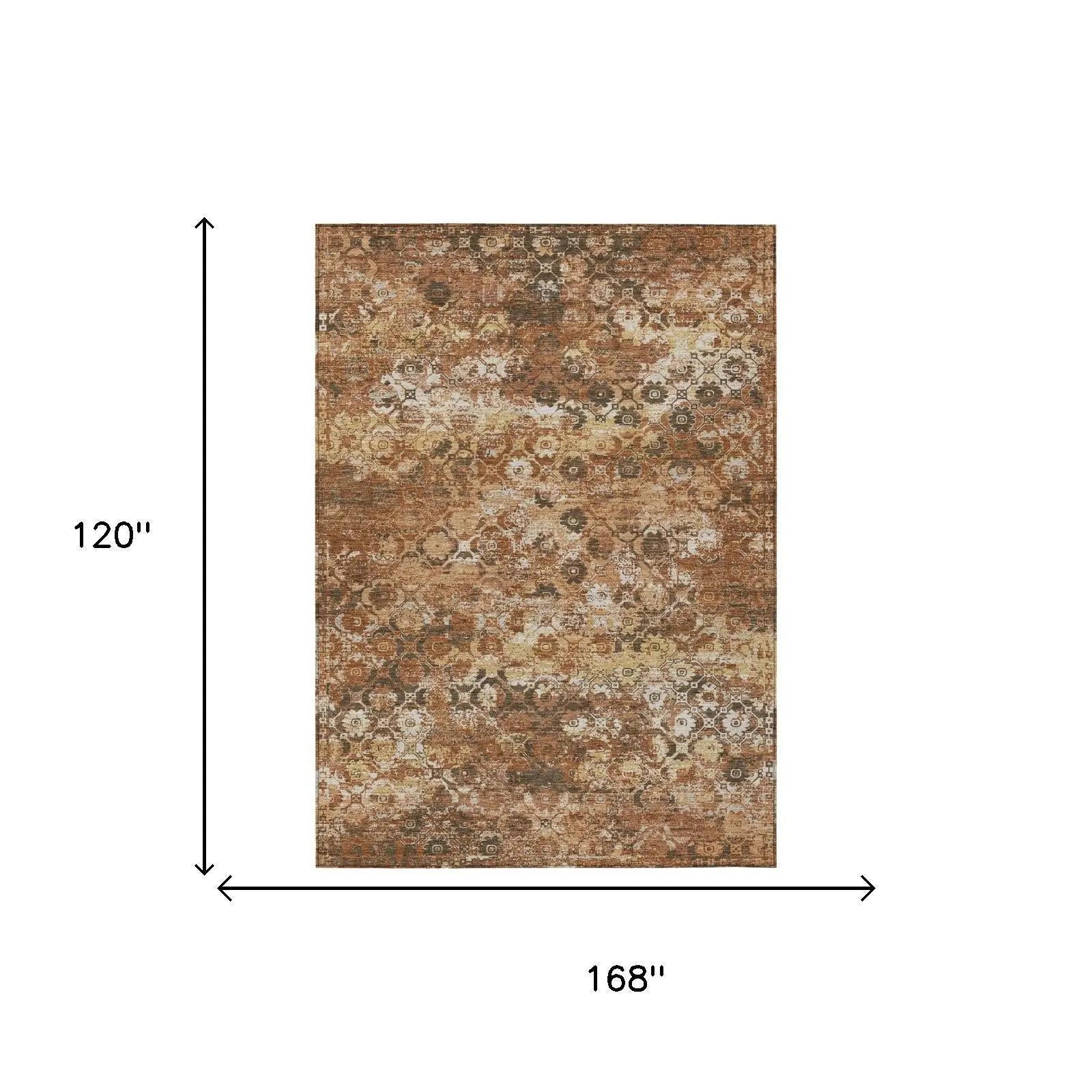 10' X 14' Orange And Rust Floral Medallion Washable Indoor Outdoor Area Rug Homeroots Outdoor