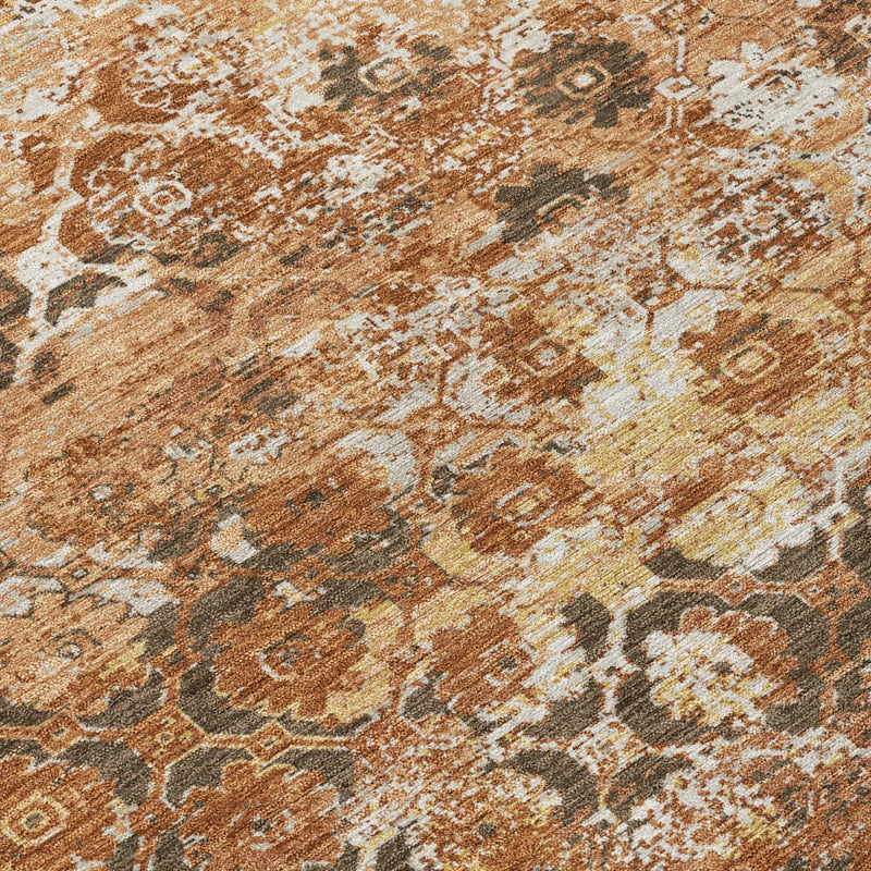 10' X 14' Orange And Rust Floral Medallion Washable Indoor Outdoor Area Rug Homeroots Outdoor