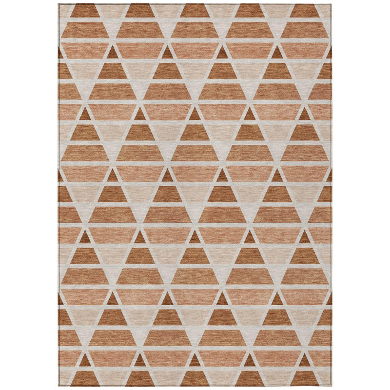 10' X 14' Orange And Rust Geometric Washable Indoor Outdoor Area Rug Homeroots Outdoor