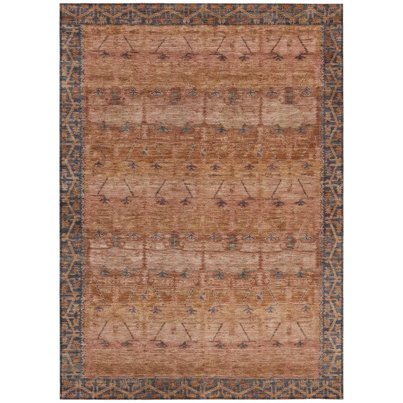 10' X 14' Orange And Rust Tribal Washable Indoor Outdoor Area Rug Homeroots Outdoor