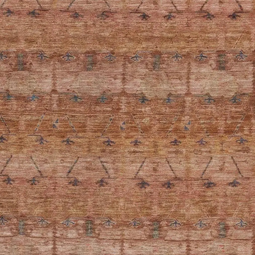 10' X 14' Orange And Rust Tribal Washable Indoor Outdoor Area Rug Homeroots Outdoor