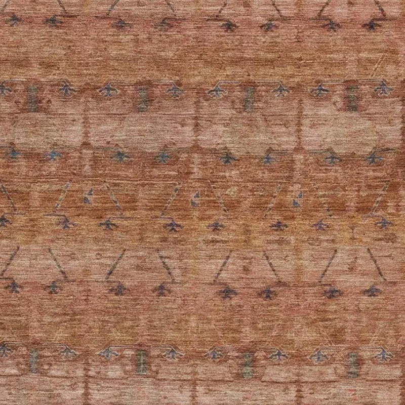 10' X 14' Orange And Rust Tribal Washable Indoor Outdoor Area Rug Homeroots Outdoor