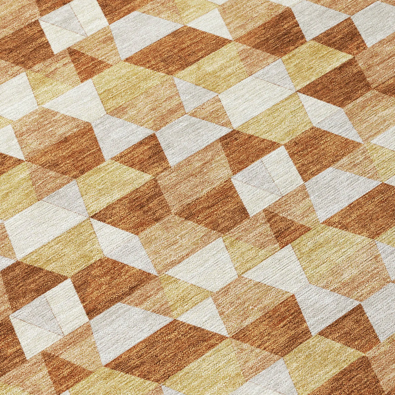 10' X 14' Orange And Silver Geometric Washable Indoor Outdoor Area Rug Homeroots Outdoor