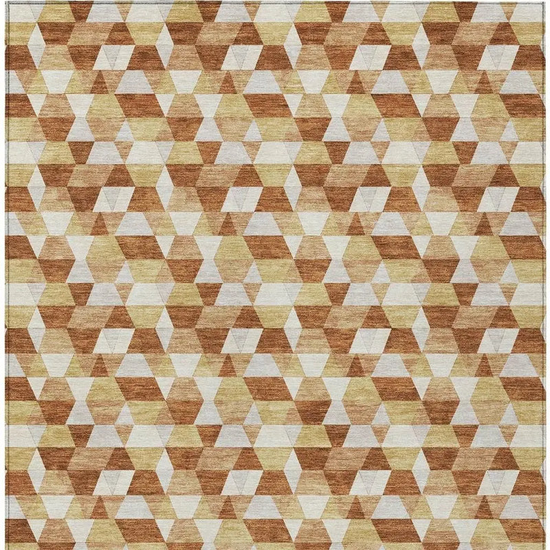 10' X 14' Orange And Silver Geometric Washable Indoor Outdoor Area Rug Homeroots Outdoor