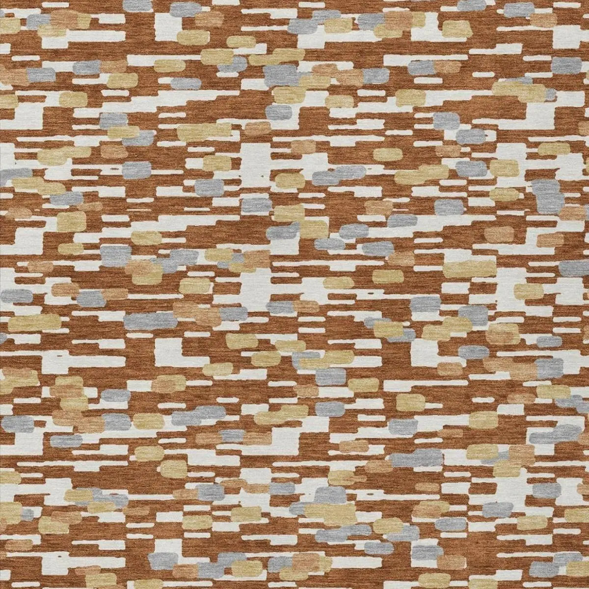 10' X 14' Orange And Silver Geometric Washable Indoor Outdoor Area Rug Homeroots Outdoor