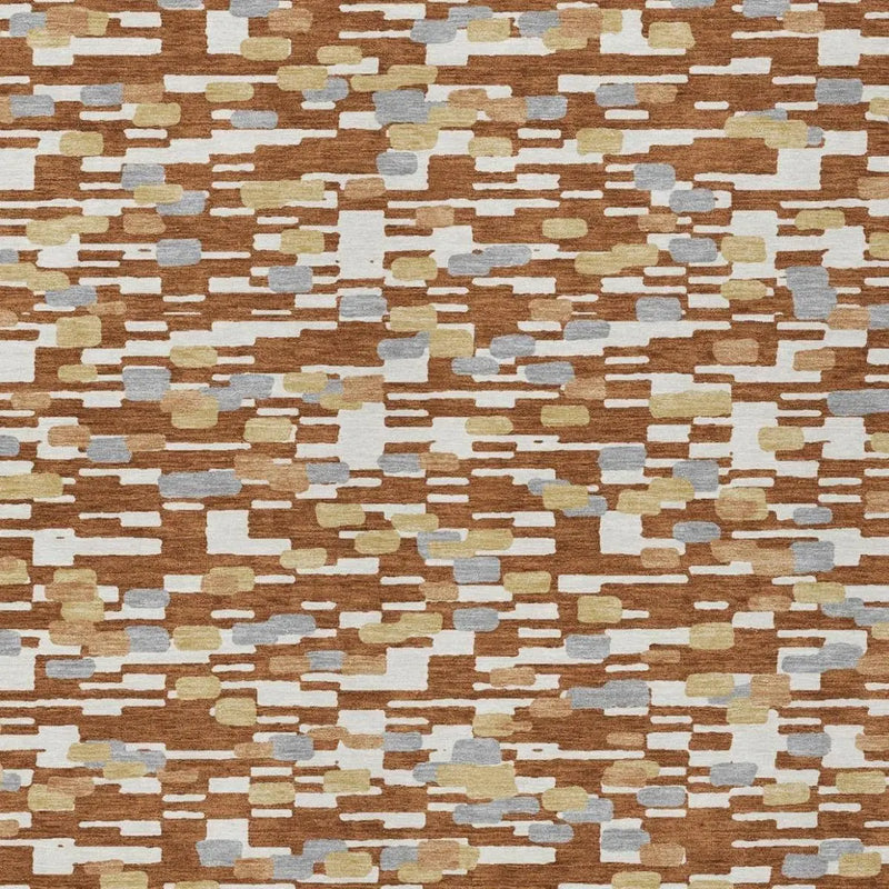 10' X 14' Orange And Silver Geometric Washable Indoor Outdoor Area Rug Homeroots Outdoor
