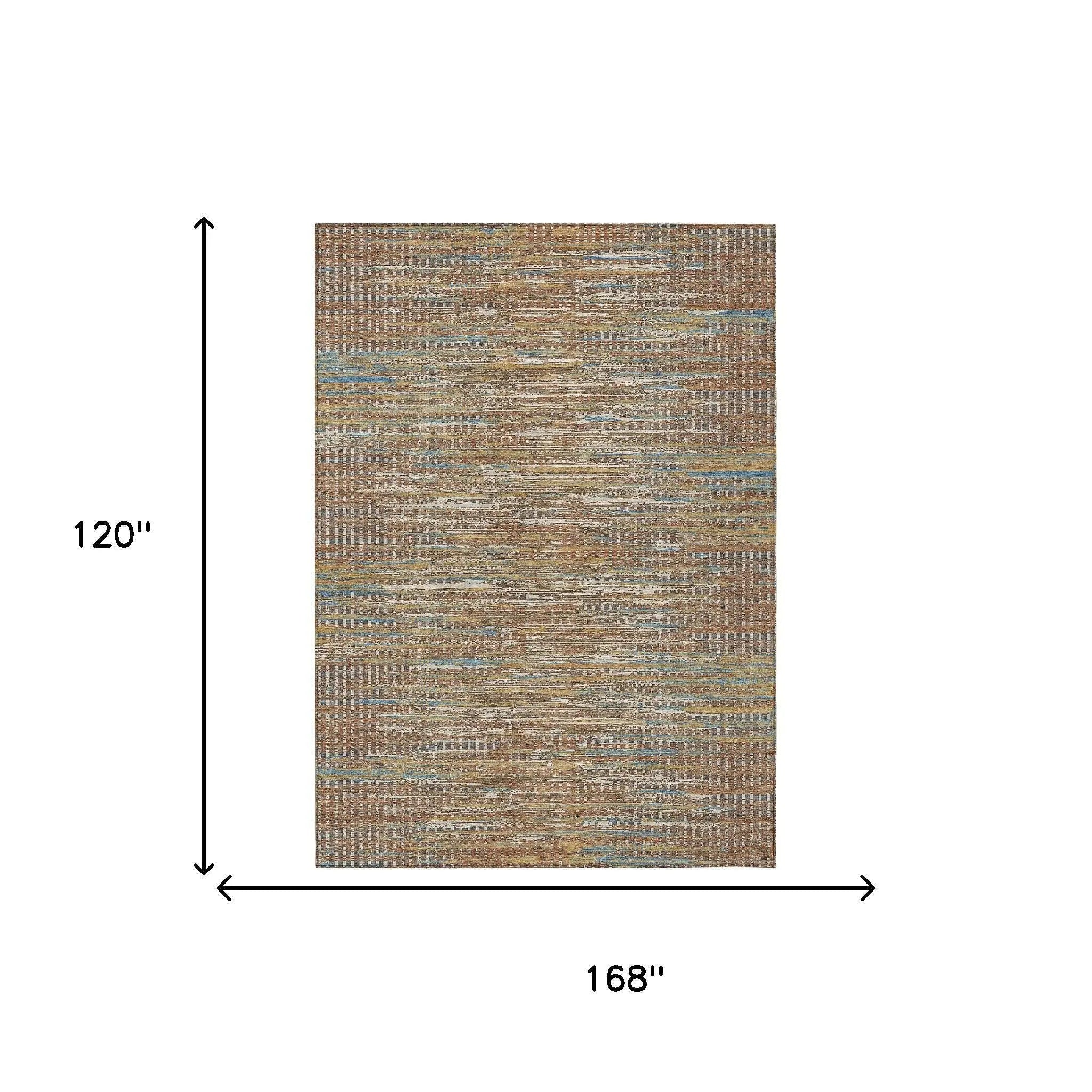10' X 14' Orange And Taupe Abstract Washable Indoor Outdoor Area Rug Homeroots Outdoor