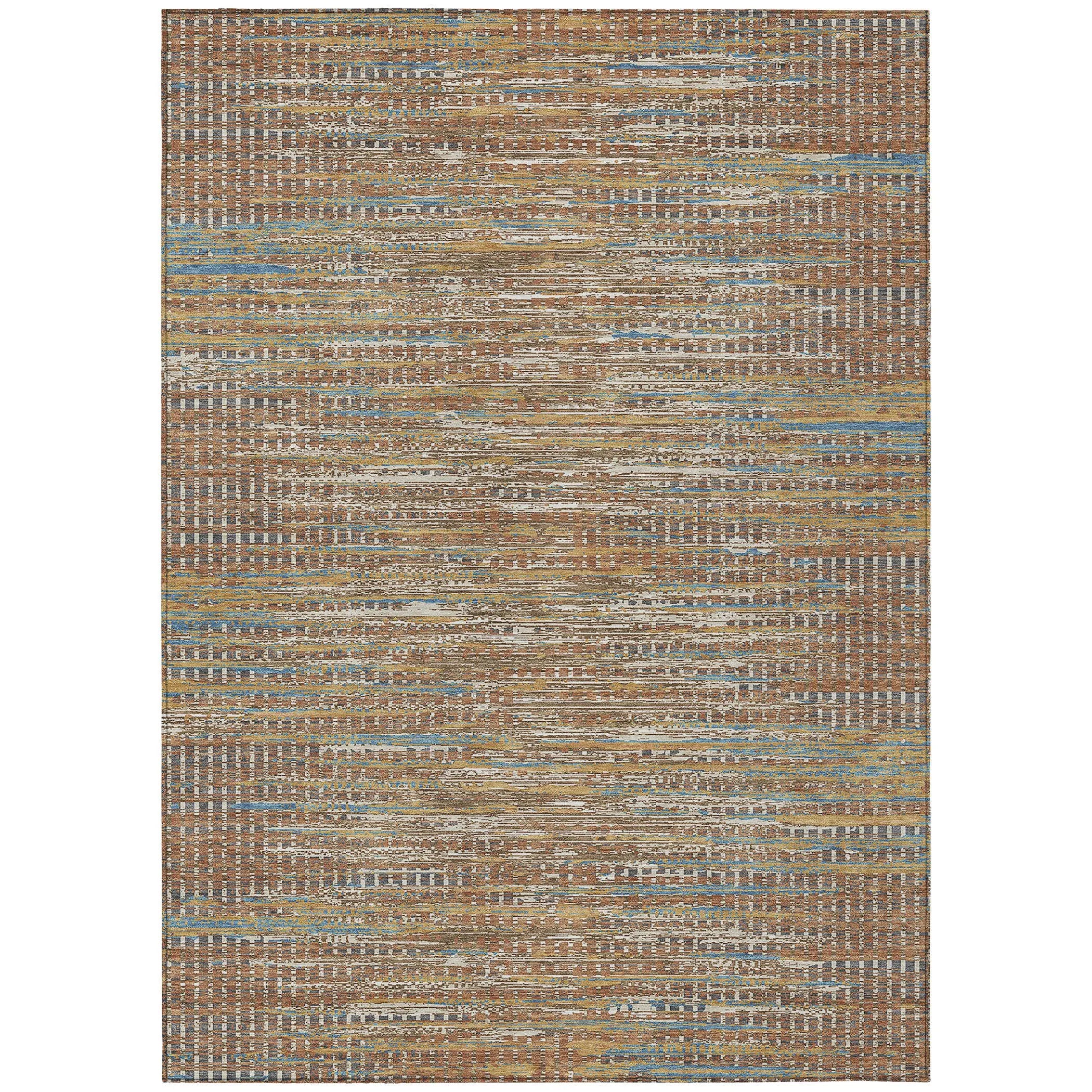 10' X 14' Orange And Taupe Abstract Washable Indoor Outdoor Area Rug Homeroots Outdoor