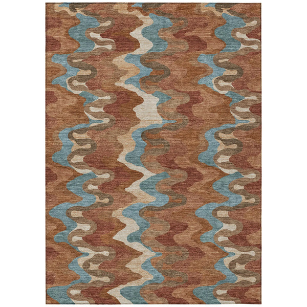 10' X 14' Orange And Teal Blue Abstract Washable Indoor Outdoor Area Rug Homeroots Outdoor