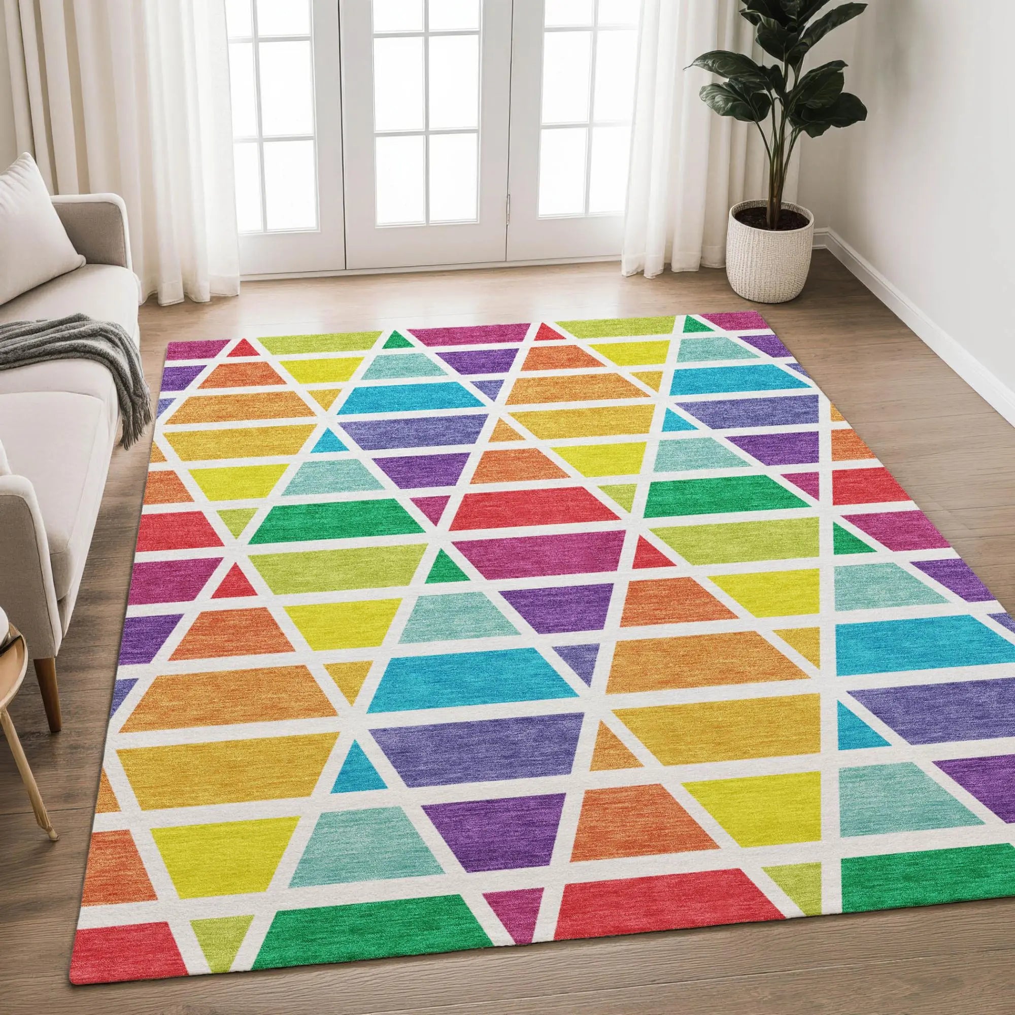 10' X 14' Orange And White Geometric Washable Indoor Outdoor Area Rug Homeroots Outdoor