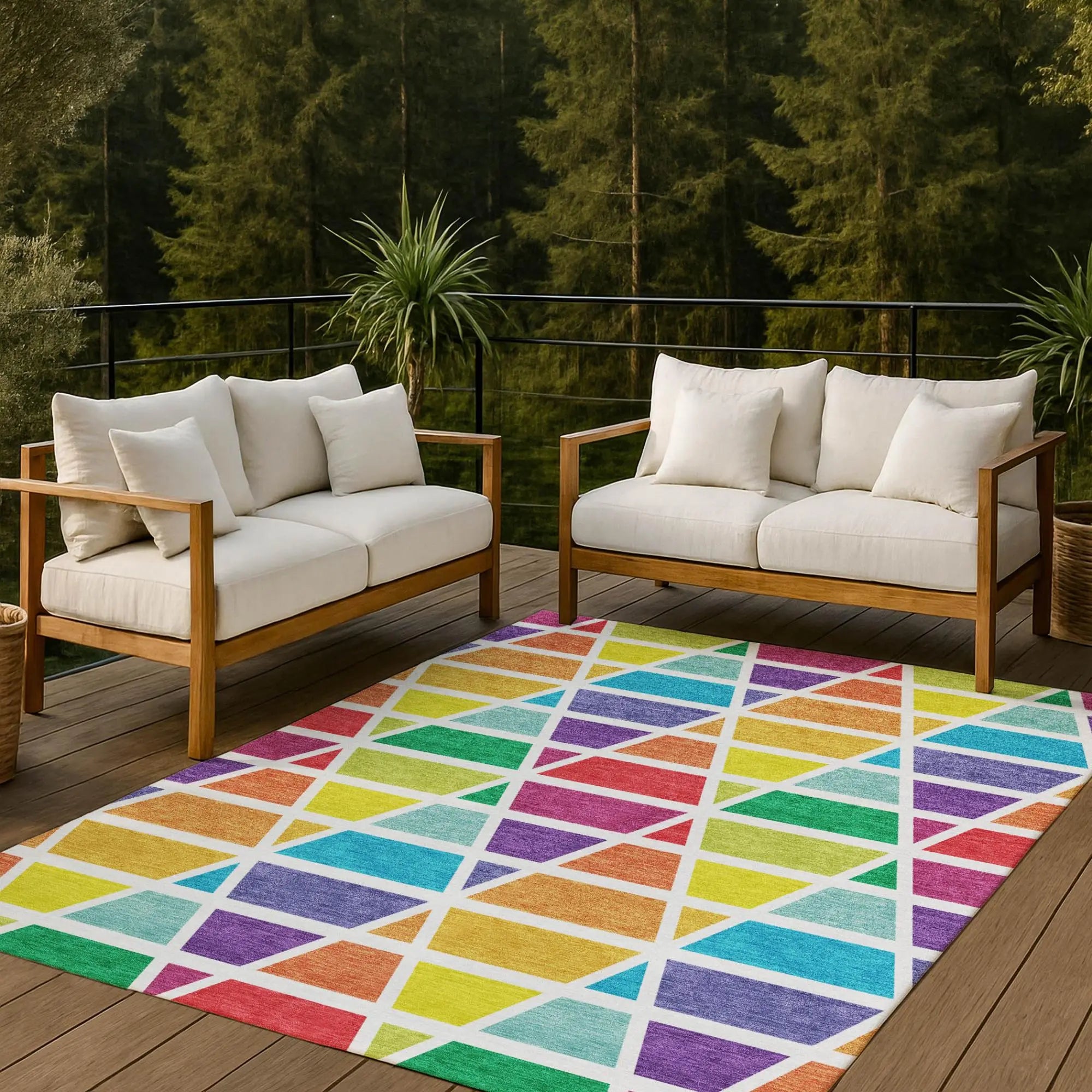 10' X 14' Orange And White Geometric Washable Indoor Outdoor Area Rug Homeroots Outdoor