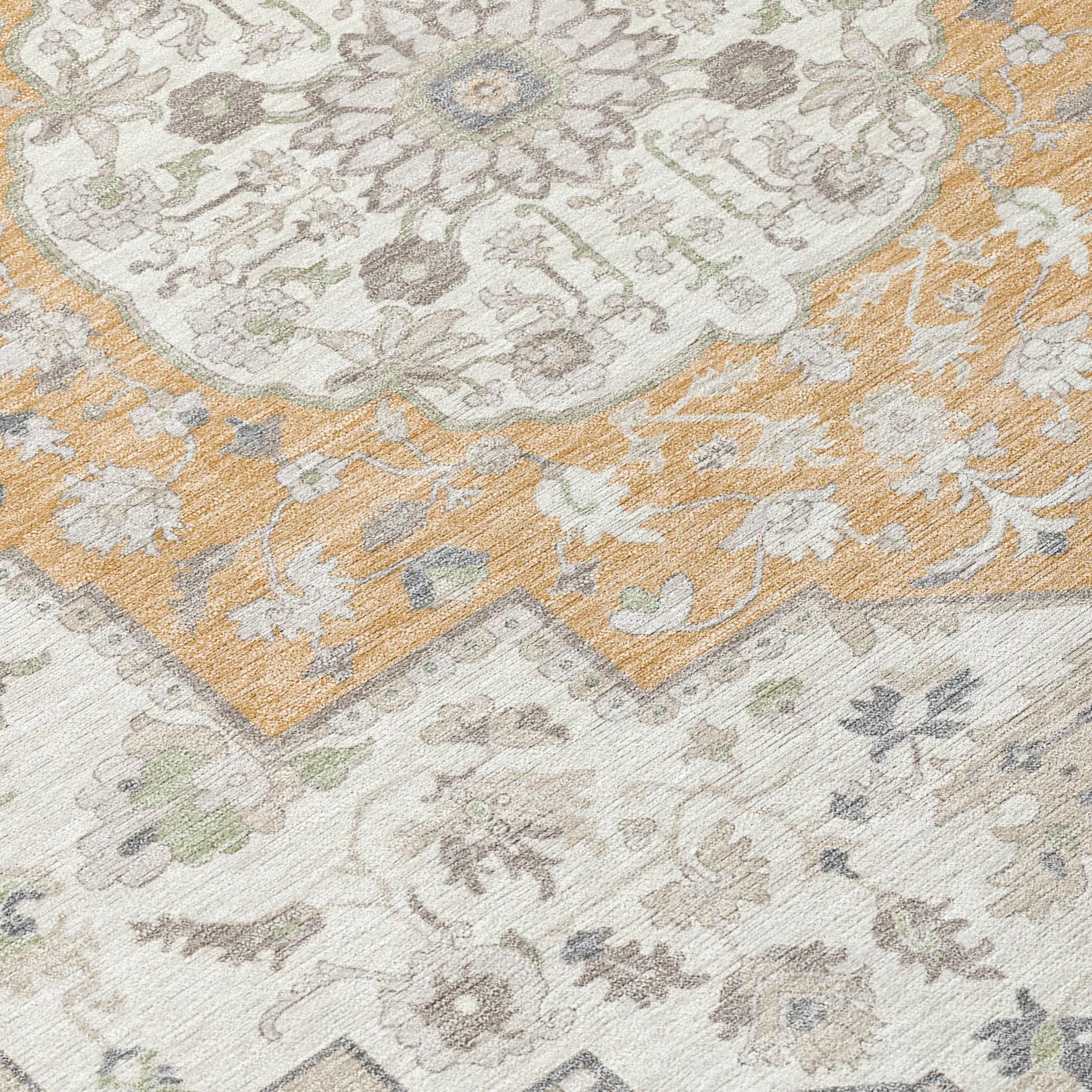 10' X 14' Peach And Gold Oriental Washable Indoor Outdoor Area Rug Homeroots Outdoor