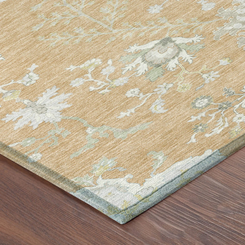 10' X 14' Peach And Ivory Oriental Washable Indoor Outdoor Area Rug Homeroots Outdoor