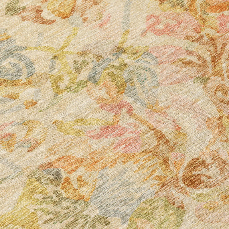 10' X 14' Peach And Orange Floral Washable Indoor Outdoor Area Rug Homeroots Outdoor