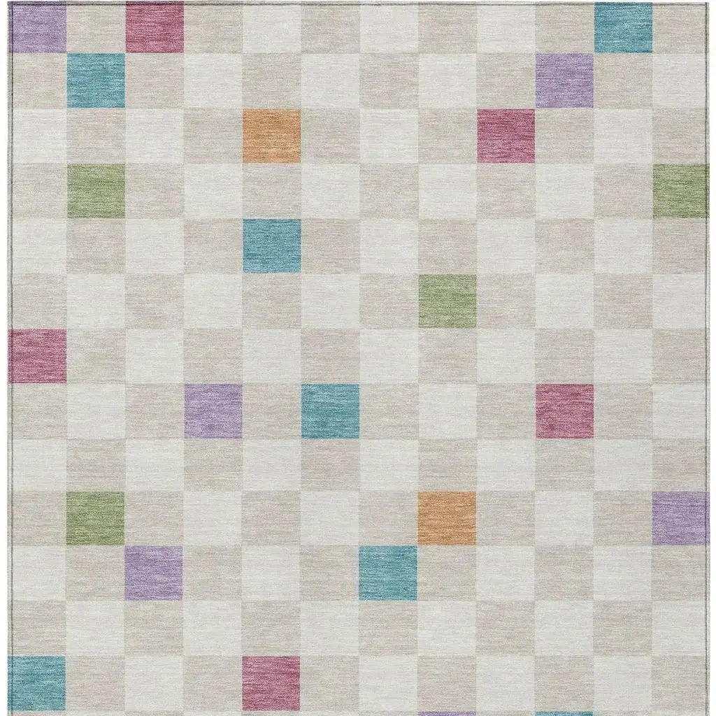10' X 14' Pearl And Ivory Geometric Washable Indoor Outdoor Area Rug Homeroots Outdoor