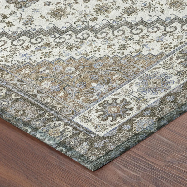 10' X 14' Pearl And Ivory Oriental Washable Indoor Outdoor Area Rug Homeroots Outdoor