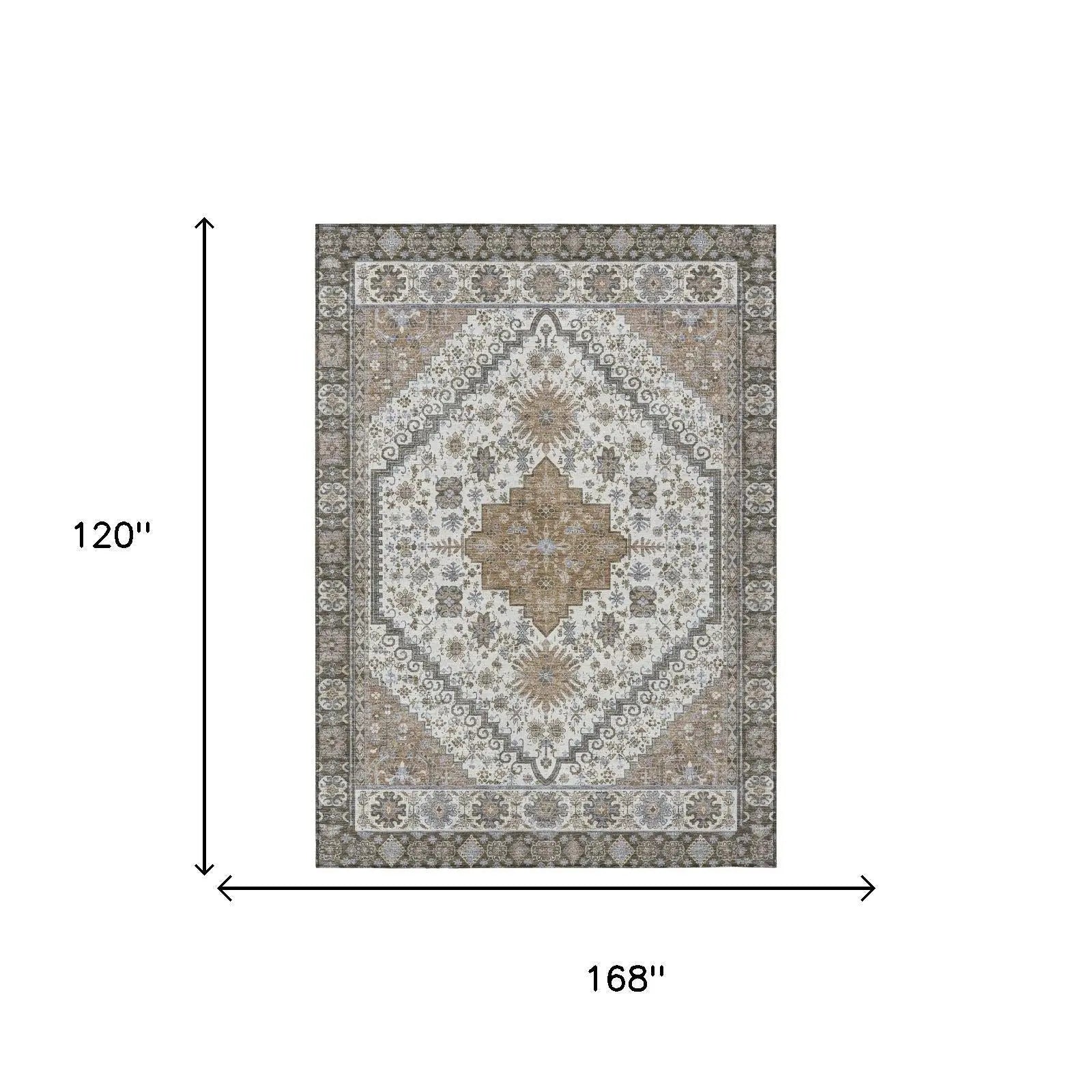 10' X 14' Pearl And Ivory Oriental Washable Indoor Outdoor Area Rug Homeroots Outdoor