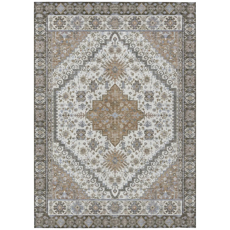 10' X 14' Pearl And Ivory Oriental Washable Indoor Outdoor Area Rug Homeroots Outdoor