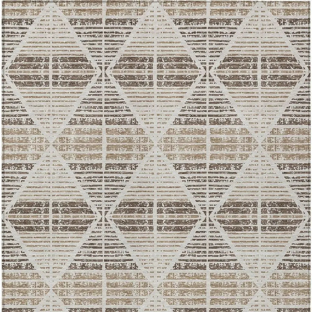 10' X 14' Pearl And Navy Blue Geometric Washable Indoor Outdoor Area Rug Homeroots Outdoor
