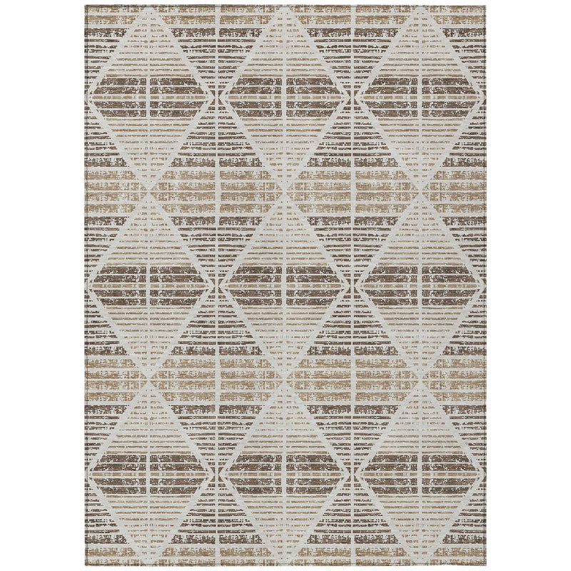 10' X 14' Pearl And Navy Blue Geometric Washable Indoor Outdoor Area Rug Homeroots Outdoor