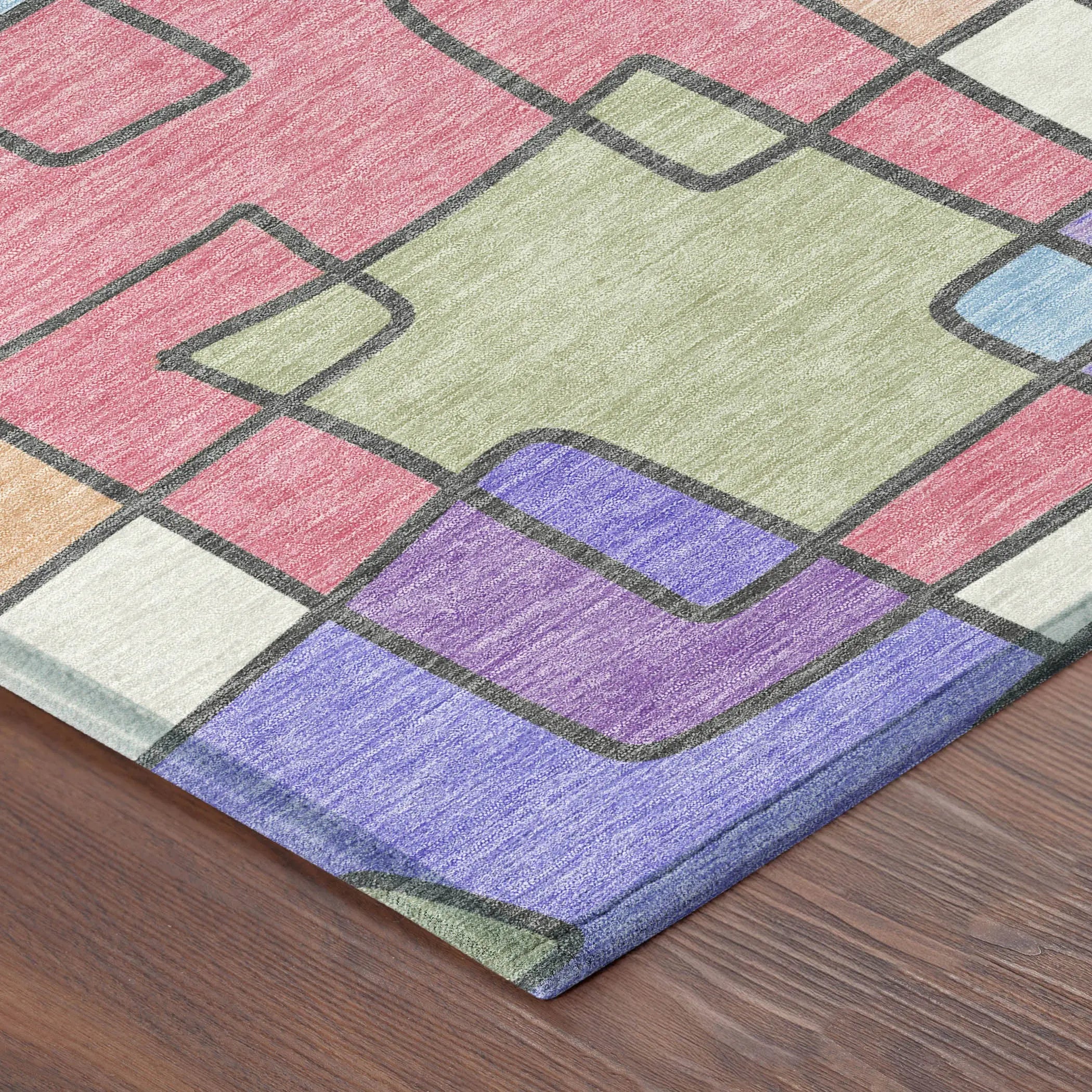 10' X 14' Pearl And Pink Geometric Washable Indoor Outdoor Area Rug Homeroots Outdoor