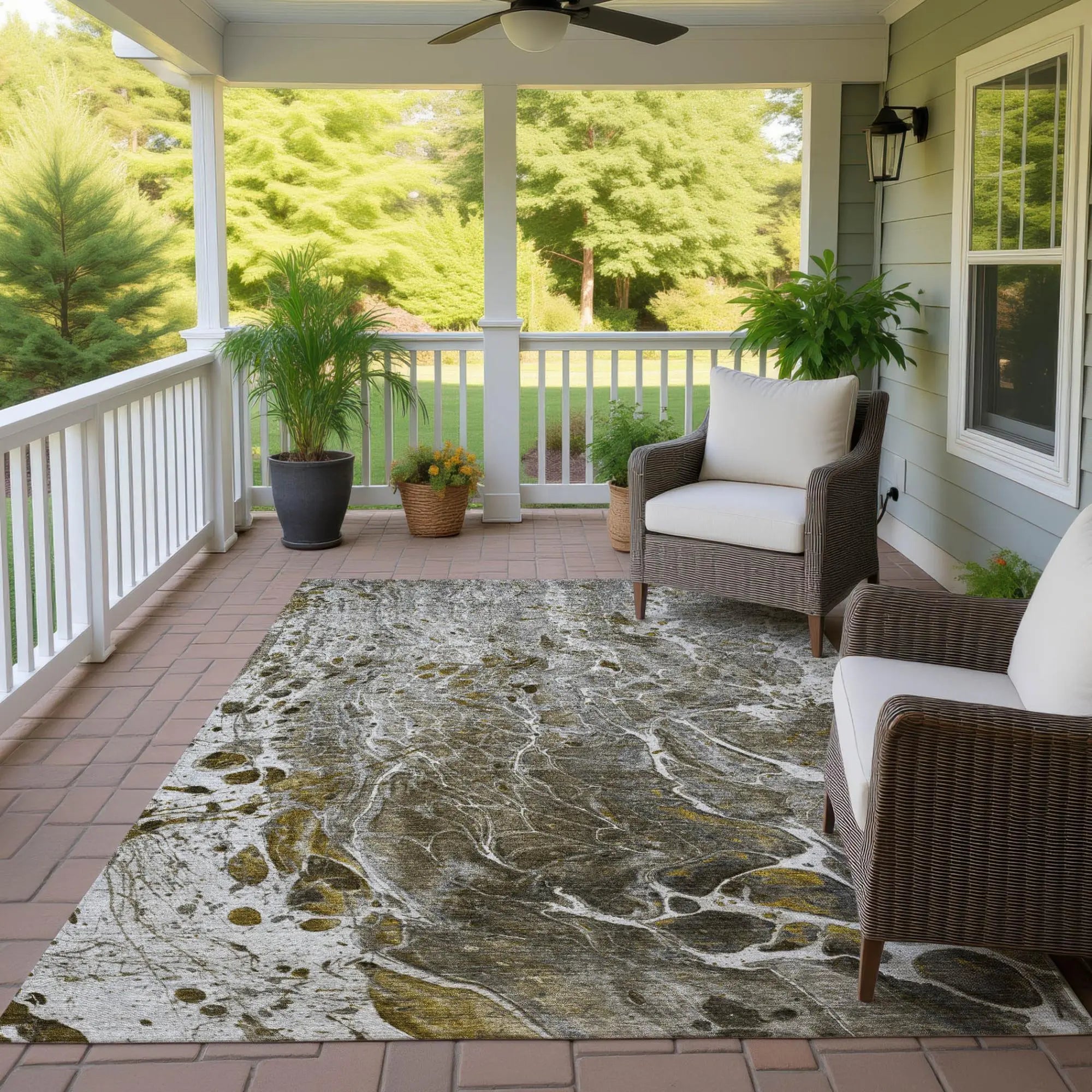 10' X 14' Pewter And Gray Abstract Washable Indoor Outdoor Area Rug Homeroots Outdoor