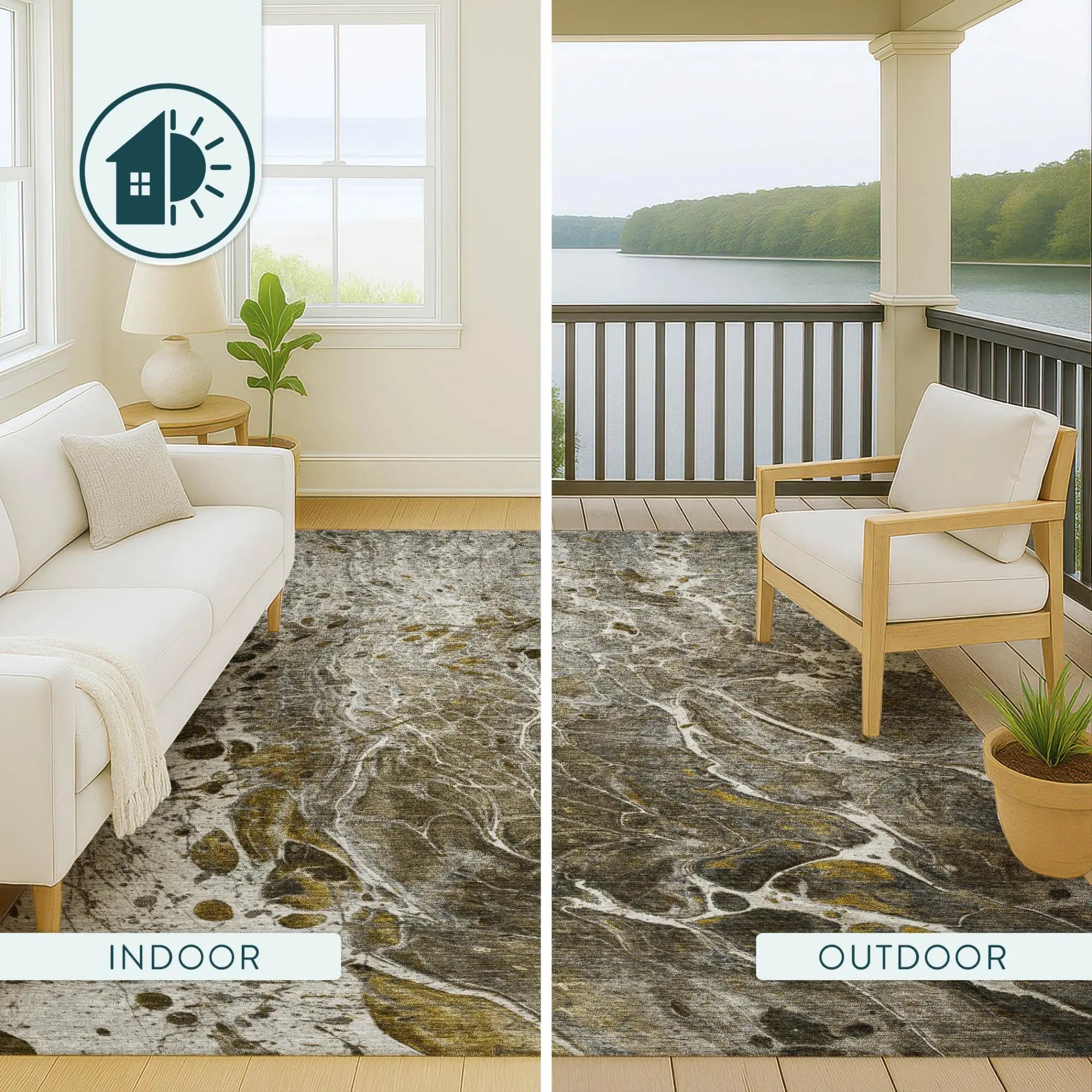 10' X 14' Pewter And Gray Abstract Washable Indoor Outdoor Area Rug Homeroots Outdoor
