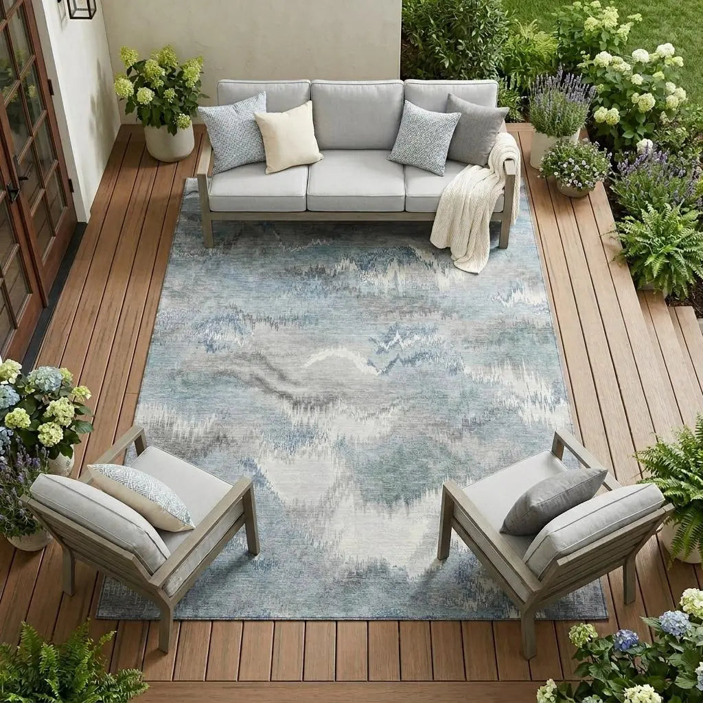 10' X 14' Pewter And Gray Abstract Washable Indoor Outdoor Area Rug Homeroots Outdoor