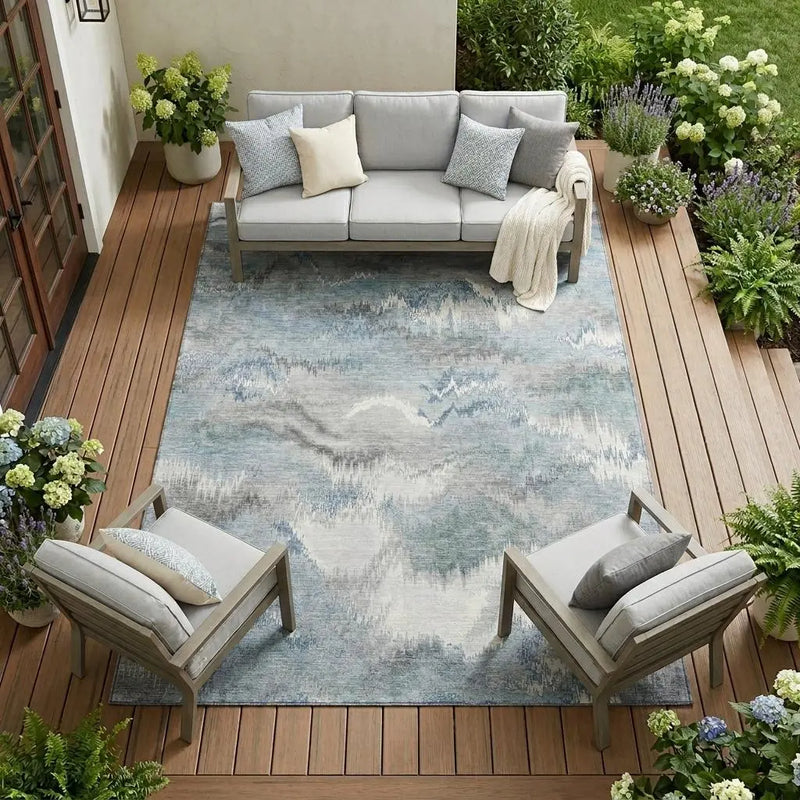 10' X 14' Pewter And Gray Abstract Washable Indoor Outdoor Area Rug Homeroots Outdoor