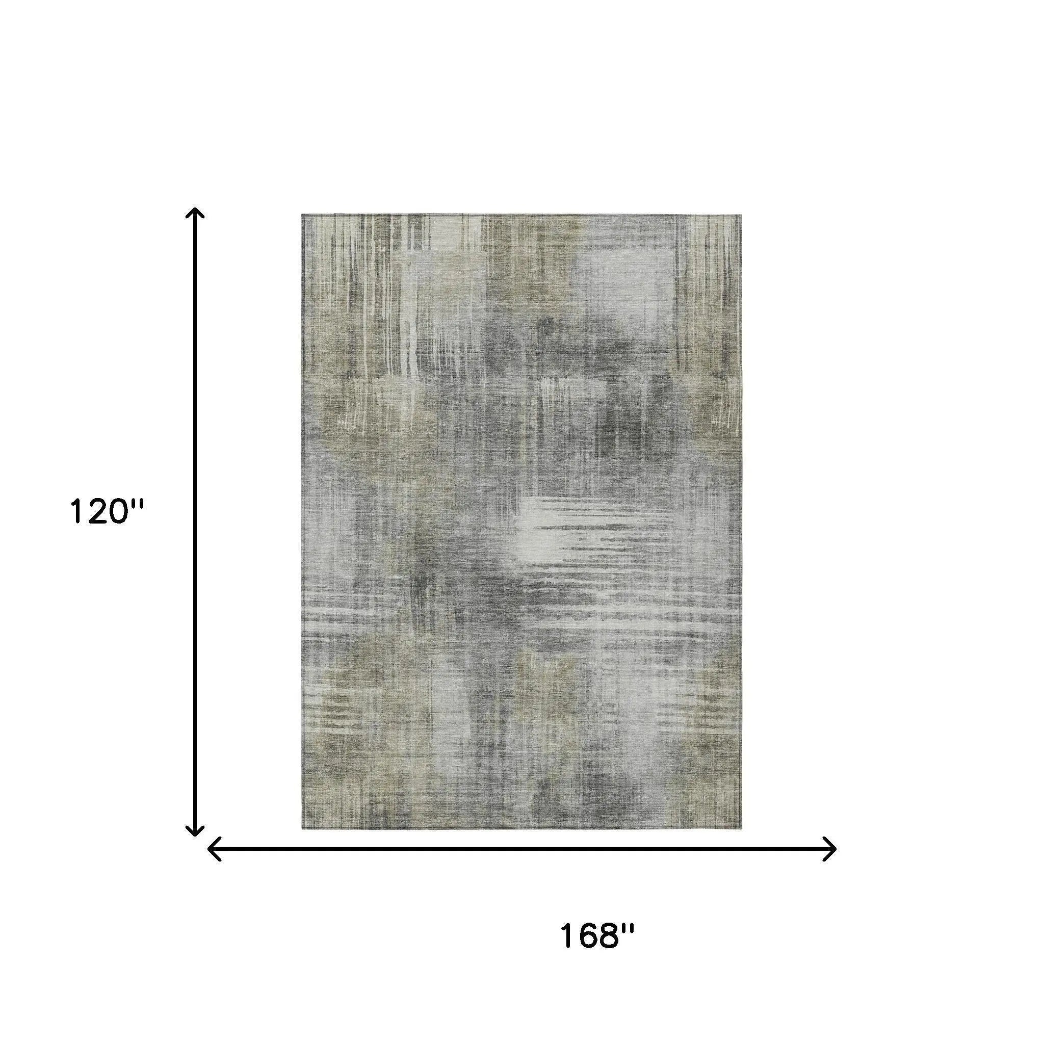 10' X 14' Pewter And Gray Abstract Washable Indoor Outdoor Area Rug Homeroots Outdoor