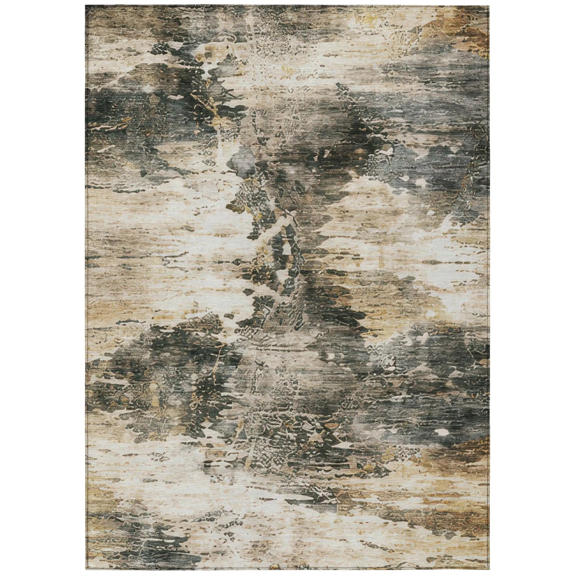 10' X 14' Pewter And Gray Abstract Washable Indoor Outdoor Area Rug Homeroots Outdoor