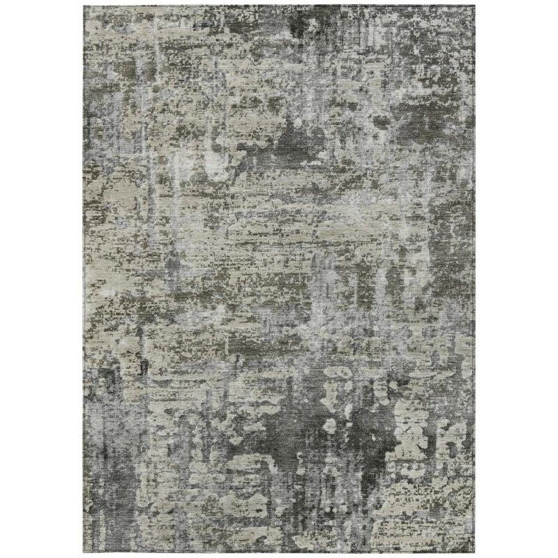 10' X 14' Pewter And Gray Abstract Washable Indoor Outdoor Area Rug Homeroots Outdoor